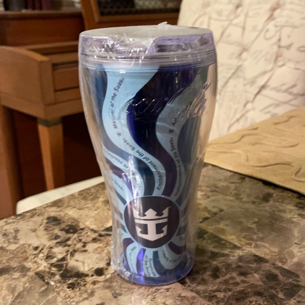 Coca Cola Royal Caribbean Sealed Blue Plastic Tumbler, Liberty of the Seas